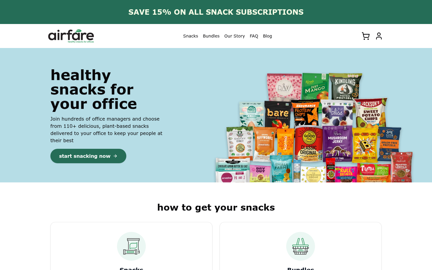 Airfare Snacks homepage