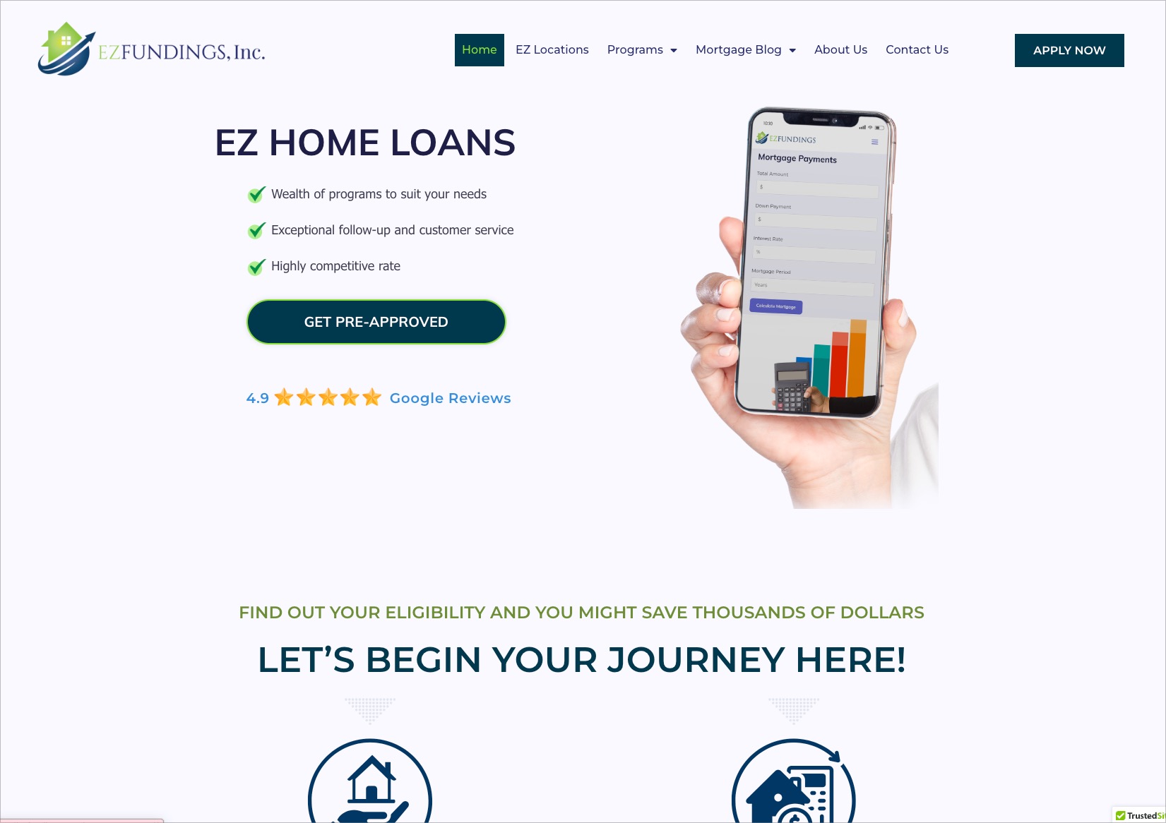 EZ Funding homepage