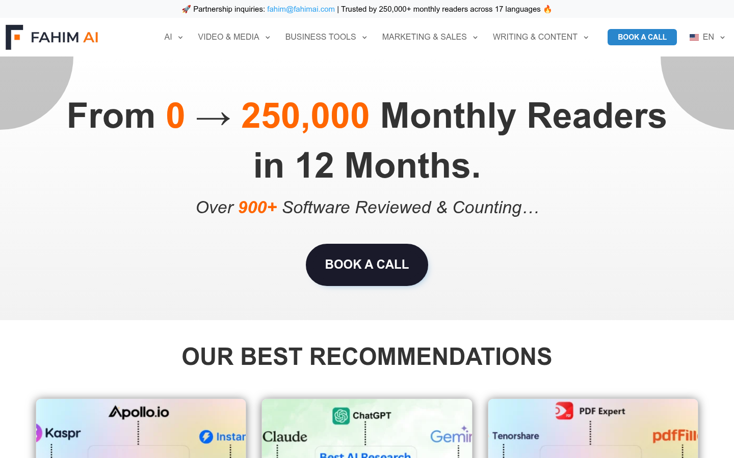 Fahim AI homepage