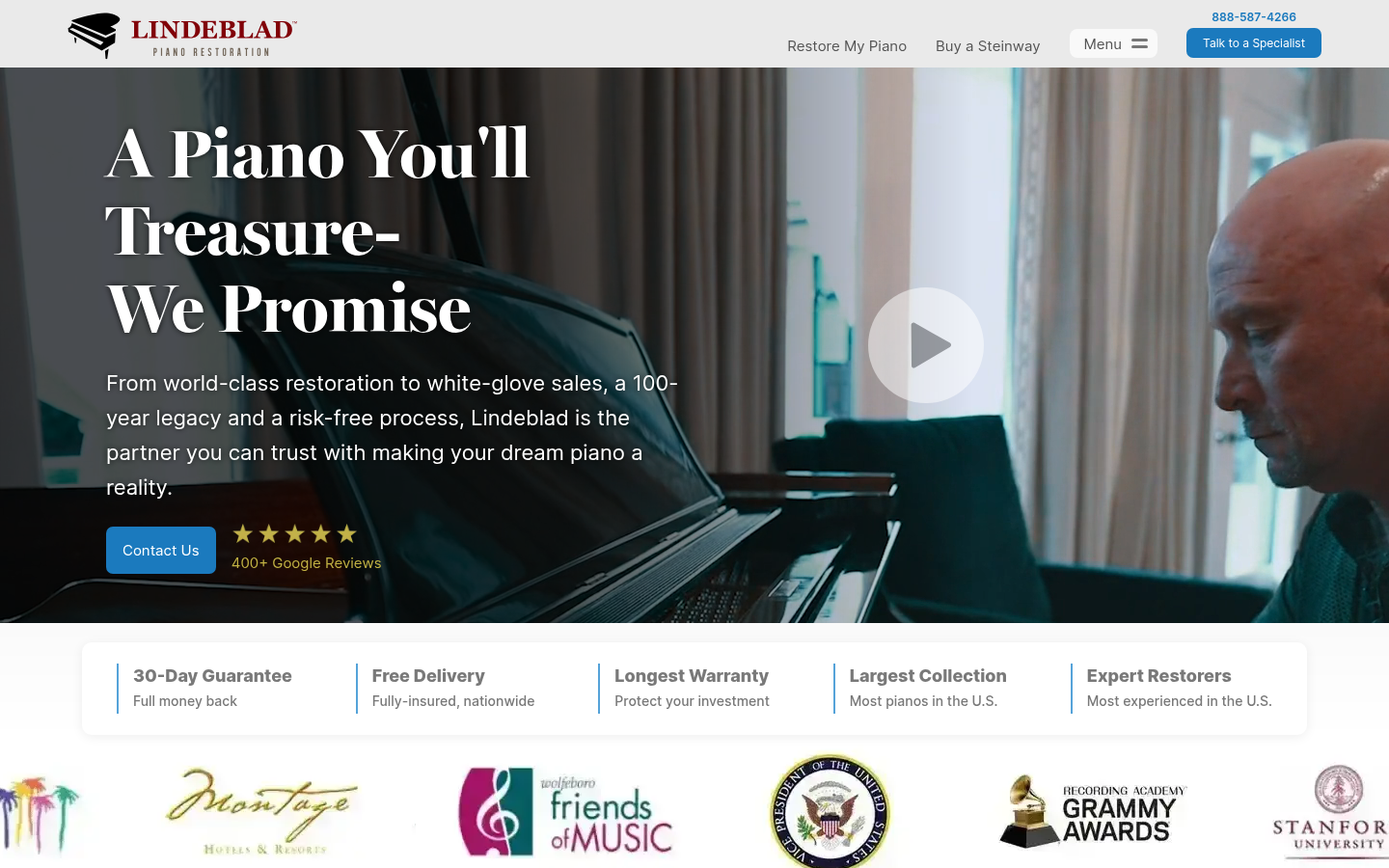Lindeblad Piano Restoration homepage