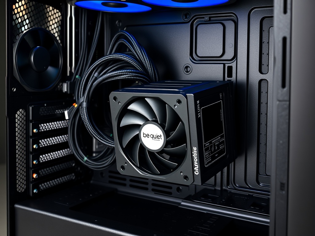 Modular power supply being installed into bottom of PC case